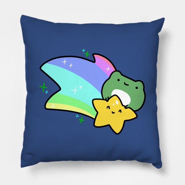 Rainbow Shooting Star Frog Pillow by saradaboru