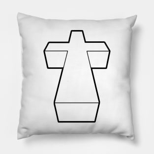 Justice Cross Minimalistic Clean and Simple Black on White Pillow