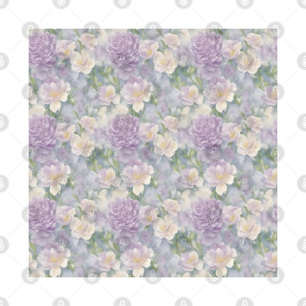 Vintage Watercolor Wild Peachy And violet Roses by Victoria's Store