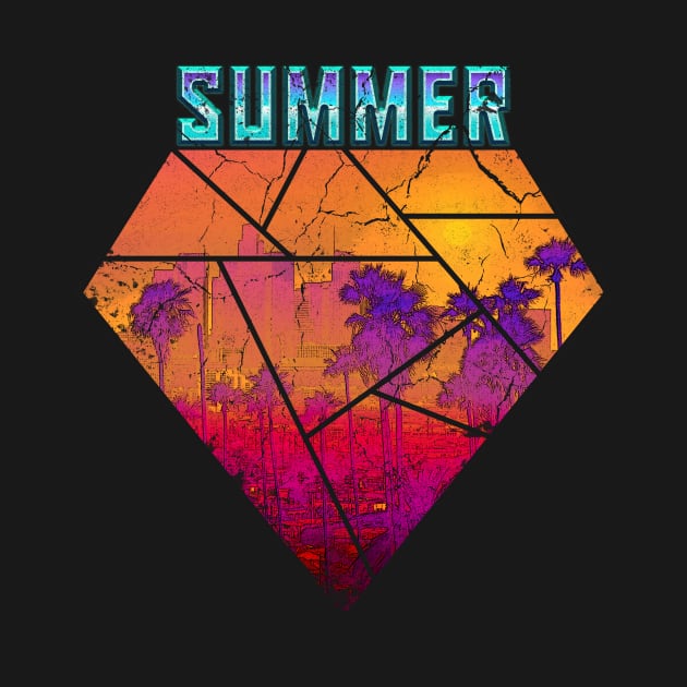 Los Angeles Summer Vintage Retrowave Grunge by MerlinArt