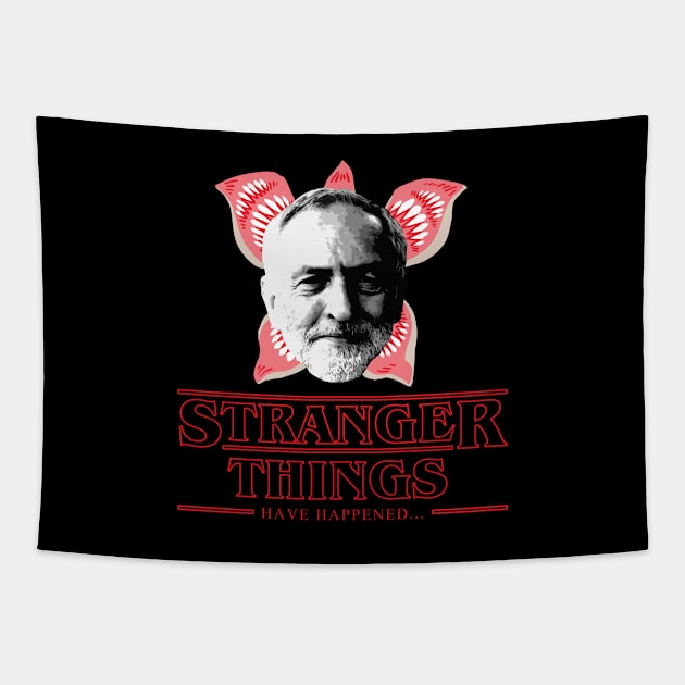 Jeremy Corbyn Stranger Things Have Happened Tapestry by Rebus28