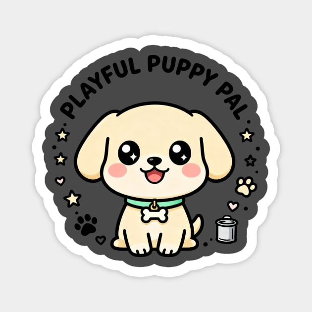 Playful Puppy Pal - Kawaii Dog Circle Design - Cute Pet Lover Gift Magnet by Omar's Store 13