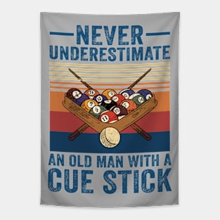 Never Underestimate An Old Man With A Cue Stick Tapestry