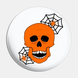 HAPPY Halloween Skeleton Orange Pin