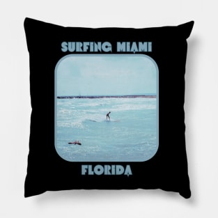 Vintage Surfing Miami, Florida Pillow