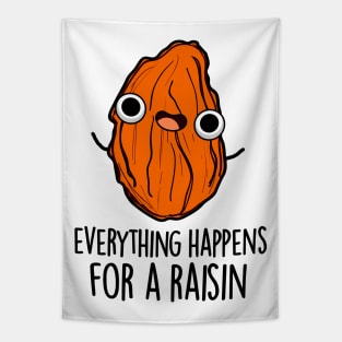 Everything Happens For A Raisin Cute Food Pun Tapestry