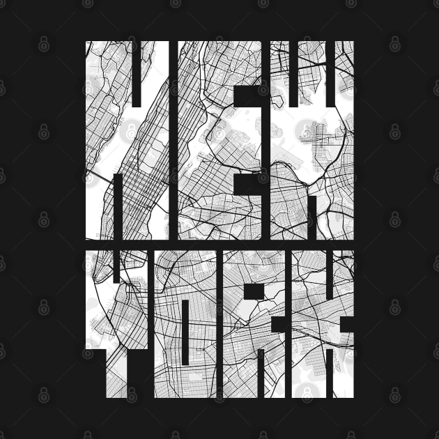 New York, United States City Map Typography - Light by deMAP Studio