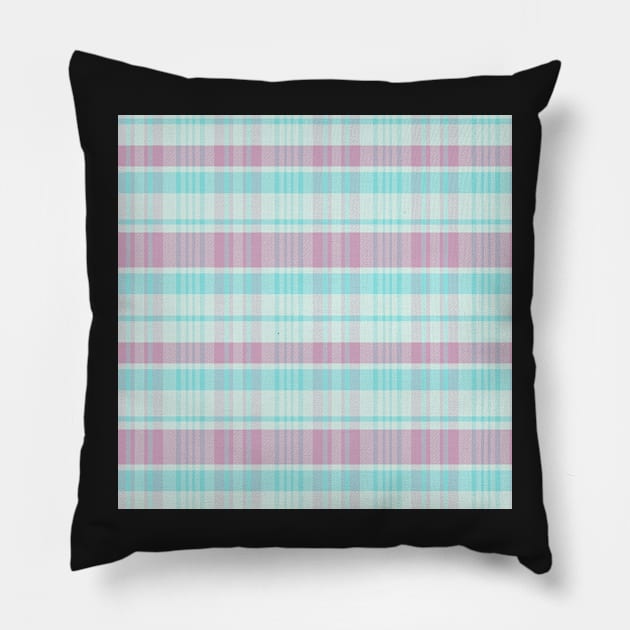 Pastel Aesthetic Calan 2 Hand Drawn Textured Plaid Pattern Pillow by GenAumonier