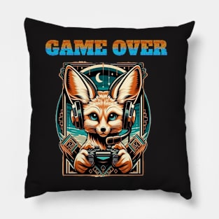 Busy Fennec Fox playing pet video game Pillow