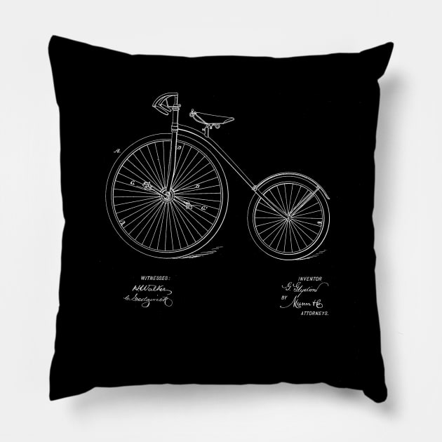 Bicycle Vintage Patent Drawing Pillow by TheYoungDesigns