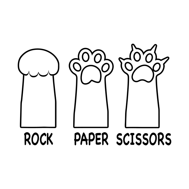 Rock Paper Scissors Hand Game Cute Paw Funny Cat by ChrifBouglas