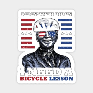 Bicycle Fall trap America Flag Sunglasses Ridin' with Biden Magnet