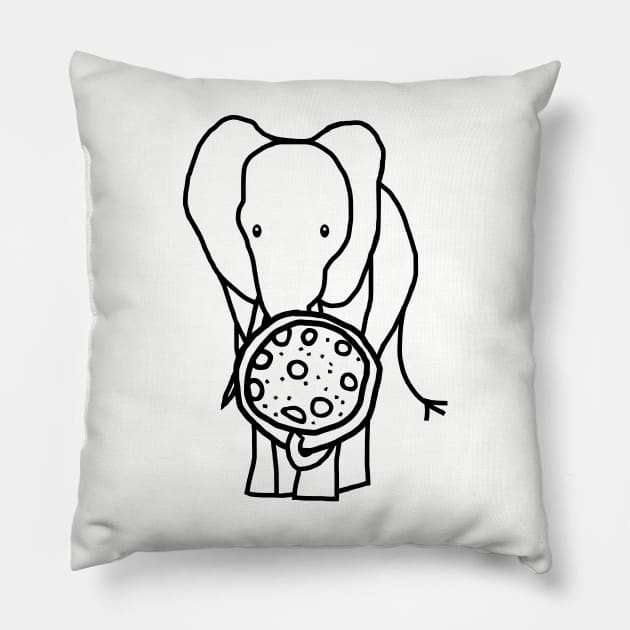 Funny Elephant Jumbo Pizza Outline Pillow by ellenhenryart