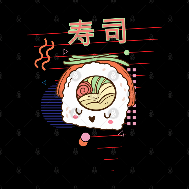 Cute sushi vegetables kawaii 90s retro japanese aesthetic by opippi