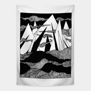 Mountain landscape - outdoors, adventure, journey Tapestry