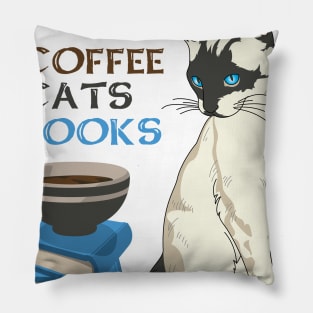 Life Is Better With Coffee, Cats And Books Pillow