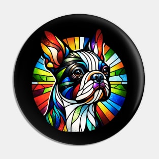 Stained Glass Boston Terrier Pin
