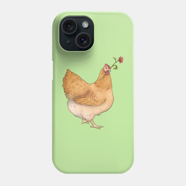 Chicken With Flower Phone Case by E. Leary Art