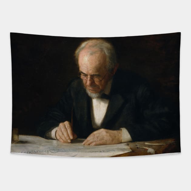 The Writing Master by Thomas Eakins Tapestry by MasterpieceCafe