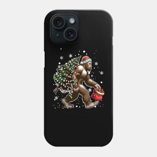 Bigfoot Carrying Christmas Tree Sasquatch Believer Pajama Phone Case