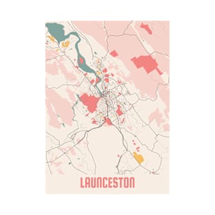 Launceston - Australia Chalk City Map T-Shirt