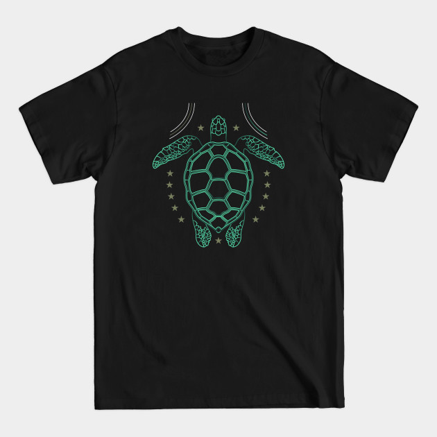Discover Sea Turtle Thin Line Drawing - Turtle - T-Shirt