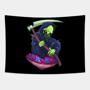 Death Scythe Grim Reaper Alien Skull Tapestry