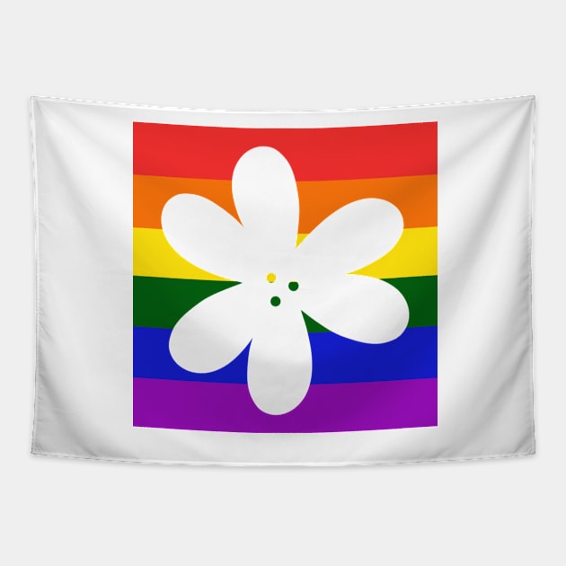 Flower Outline - discreet gay pride flag Tapestry by JuneNostalgia