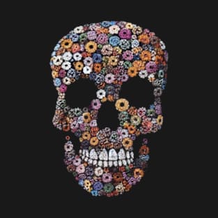 skull flowers halloween T-Shirt