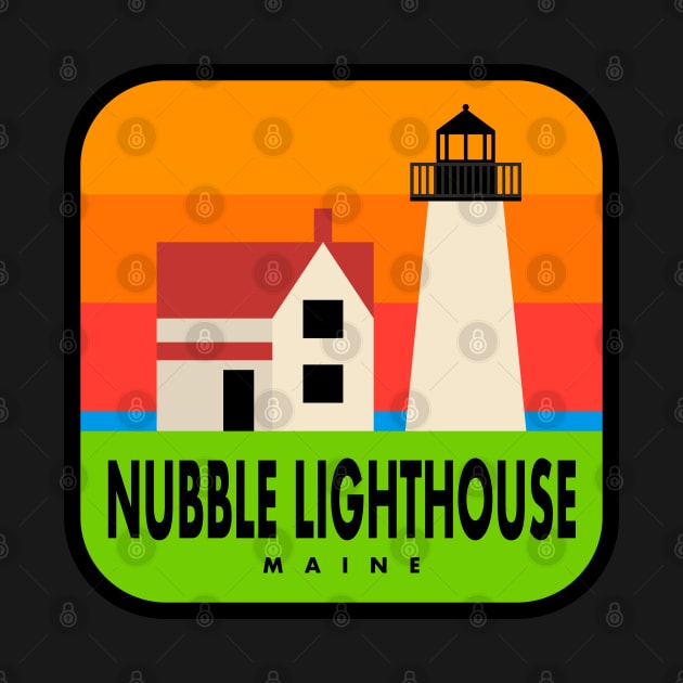 Nubble Lighthouse - Vintage Color Badge by DMSC