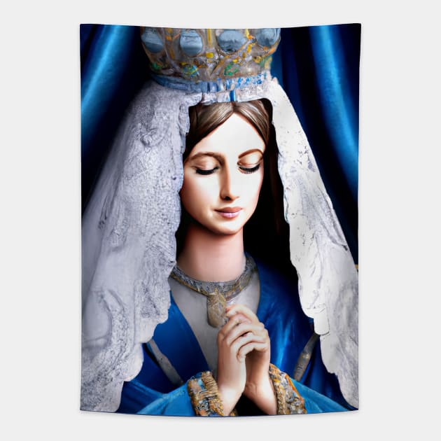 3D Look Artificial Intelligence Queen of Heaven and Earth Virgin Mary Praying Tapestry by Artist4God