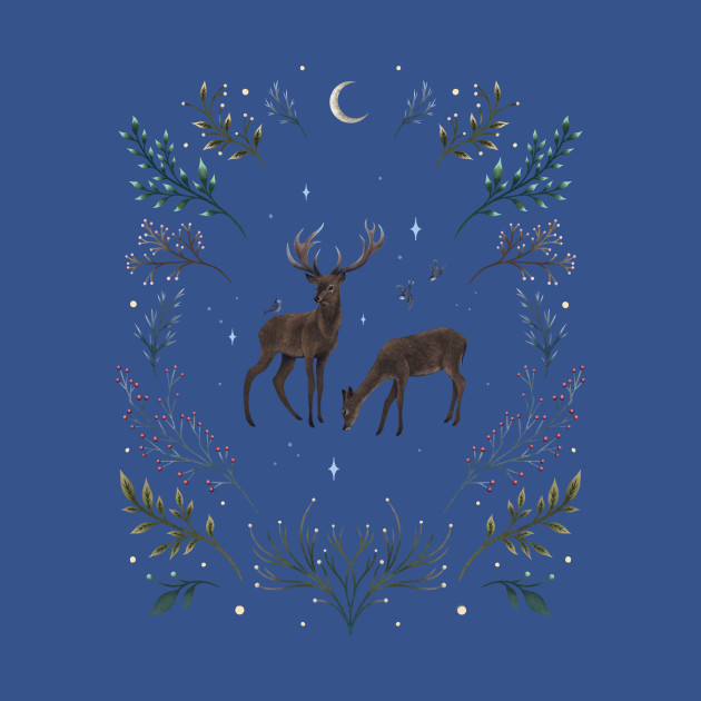 Disover Deers in the Moonlight - Deer - T-Shirt