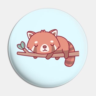 Cute Little Red Panda Sleeping On Tree Branch Pin