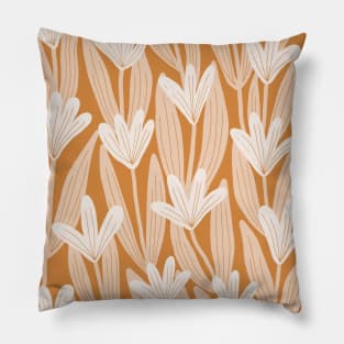 Minimalist magnolias - Warm tones Pillow