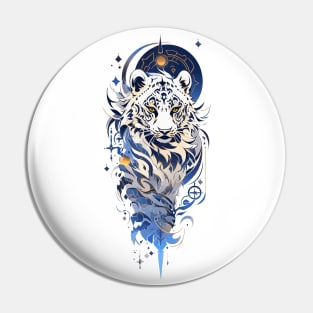 A snow leopard and zodiac stars Pin