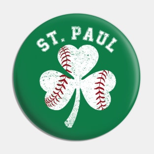 St. Paul Baseball Irish Shamrock St Patrick's Day Lucky Charm St Paddy's Day Pin