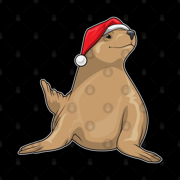 Seal Christmas Santa hat by Markus Schnabel