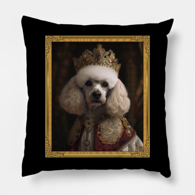 White Poodle - Medieval French Queen  (Framed) Pillow by HUH? Designs