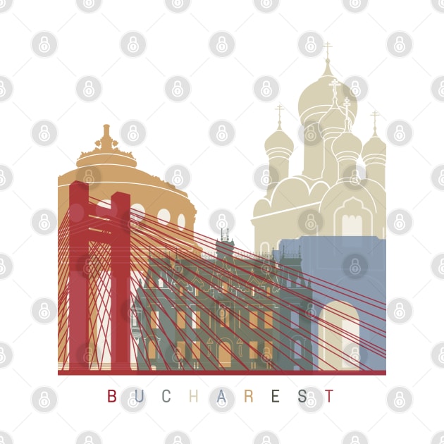 Bucharest skyline poster by PaulrommerArt
