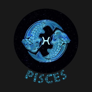 Blue Artistic Zodiac Sign PISCES T-Shirt