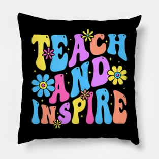 Teach Inspire Groovy Teacher Pillow