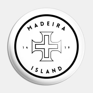 Madeira Island 1419 logo with the Cross of Christ in black & white Pin