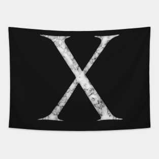 X in Roman White Marble Latin Alphabet Letter Sticker Tapestry