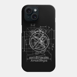 Antikythera Mechanism White Line Drawing Phone Case