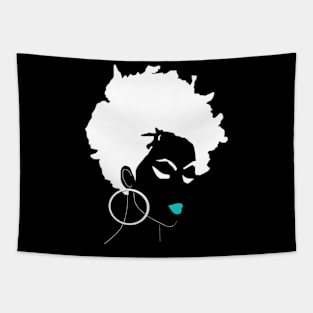 Natural Hair Tapered AFRO and Red Lipstick Shirt 2 Tapestry