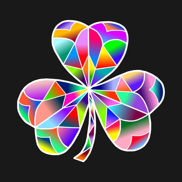 Lucky Stain Glass Rainbow Irish Clover by Art by Deborah Camp