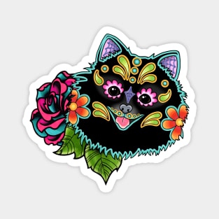 Pomeranian in Black - Day of the Dead Sugar Skull Dog Magnet