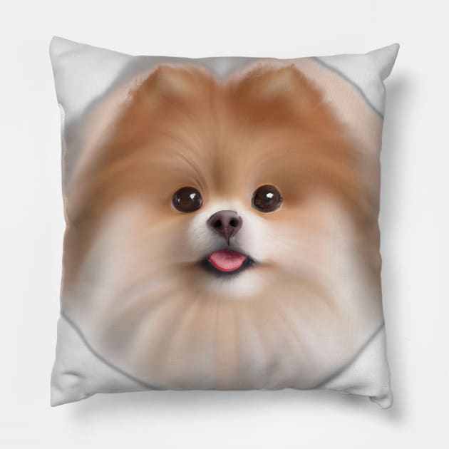 Cute Pomeranian Drawing Pillow by Play Zoo