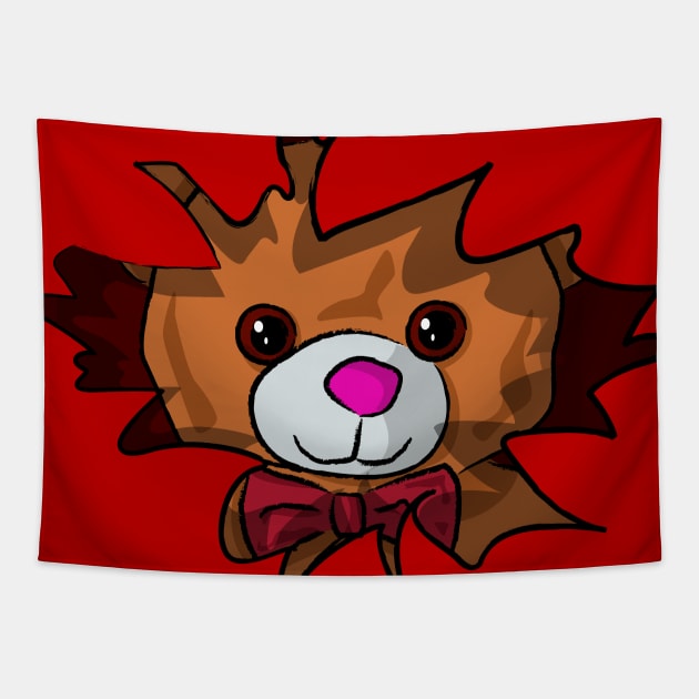 Peekaboo Teddy Bear - Quirky and Playful Design Tapestry by Fun Funky Designs