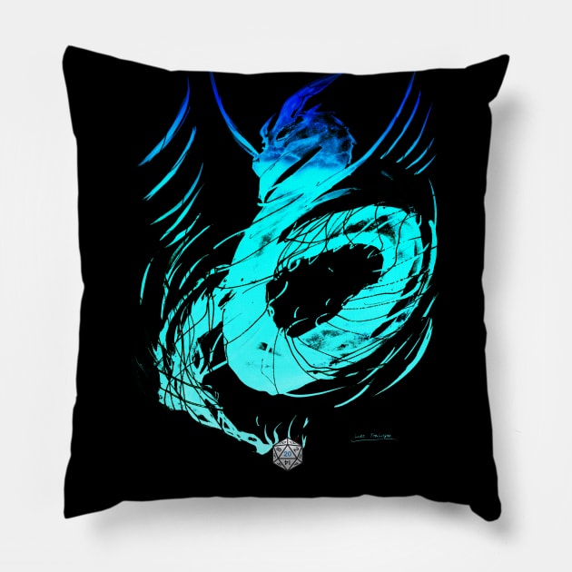 Critical Hit - Freezing Blue (Black Variant) Pillow by lucafon18